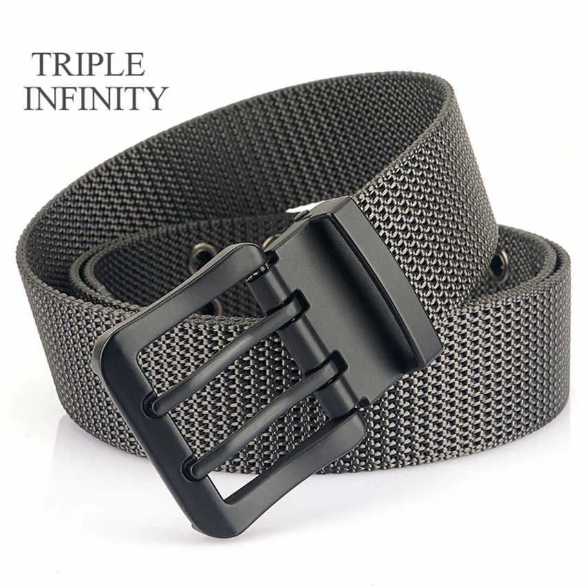 Riemen metalen dubbele pin gesp riemen ademende nylon tactische riem duurzame lange militaire riem voor mannen snel droge jeans tailleband wandelen W0317