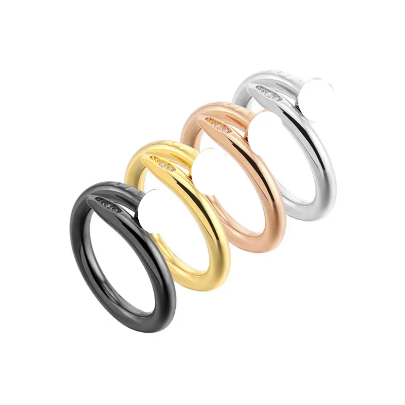2023 زوجين العلامة التجارية الأظافر حلقة أوروبية وأمريكية الماس التيتانيوم الخاتم الصلب خاتم الزواج هدية عالية الجودة 18K مصمم الذهب خاتم للنساء