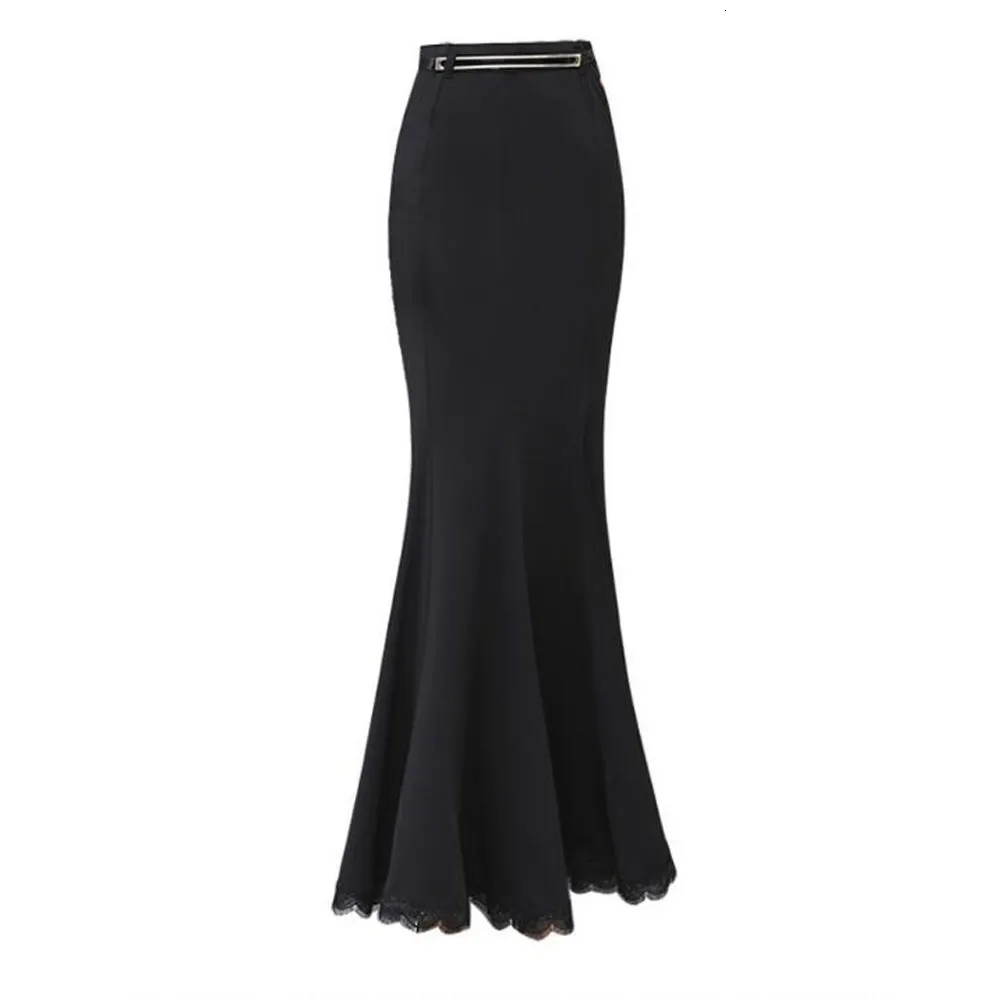 Юбка юбка длинные женщины сексуальные рыбные хвостовые длина винтажные труба черная jupe femininas 230317