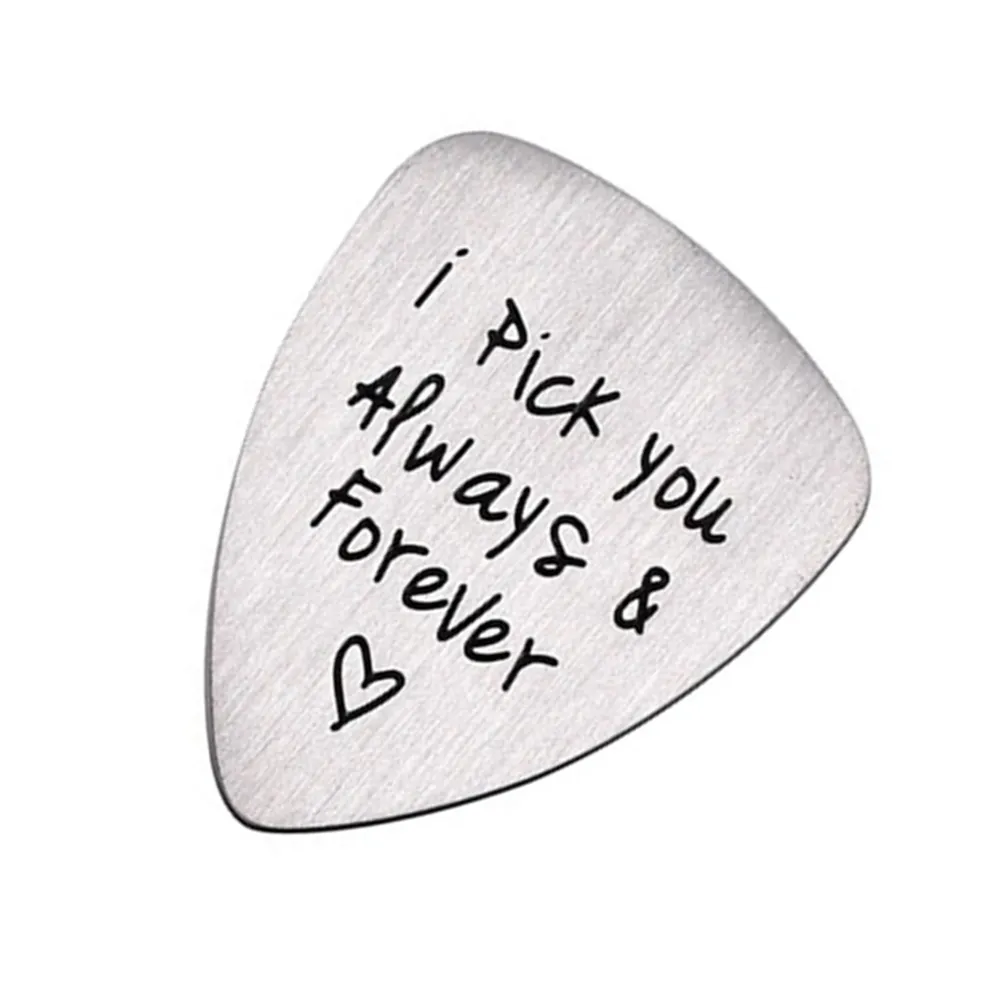 Titanium Steel Carved Guitar Pick I Pick You Always & Forever Letter Engraved Ukulele Pick Musical Instrument Accessory