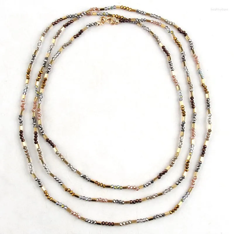 Łańcuchy rh moda 150 cm mixcolor mini kryształ i magnes naszyjniki dla kobiet festiwal halsband