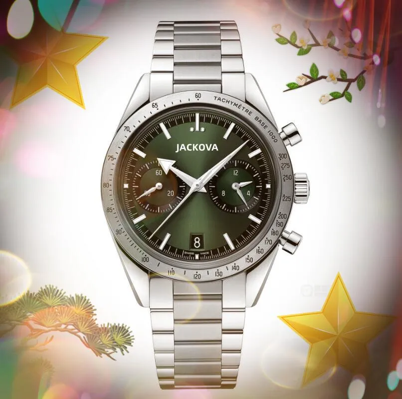Beroemde luxe mode mannen stopwatch horloges volledig functionele zes pinnen batterij chronograaf kwarts beweging roestvrijstalen vrije tijd groothandel mannelijke geschenken polshorloge