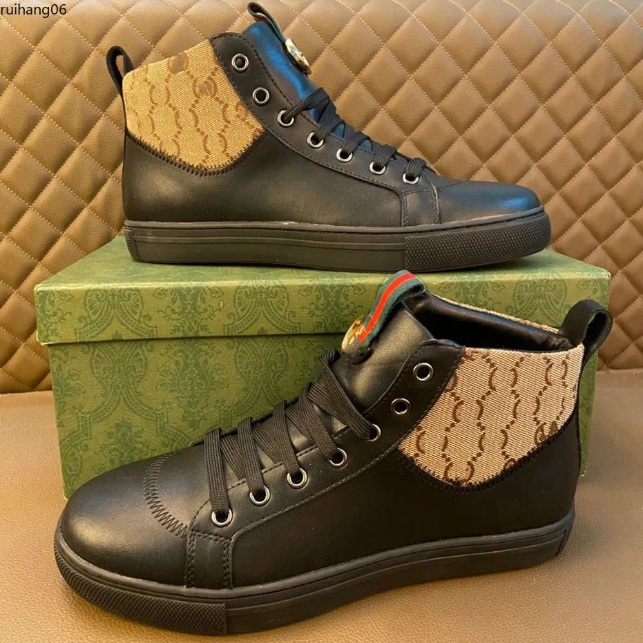 Lyxdesigner Sneakers Mens Shoes Guine High-End Leather Classic gjord av Cowhide High Mercerized Canvas MKJKK RH60000000019