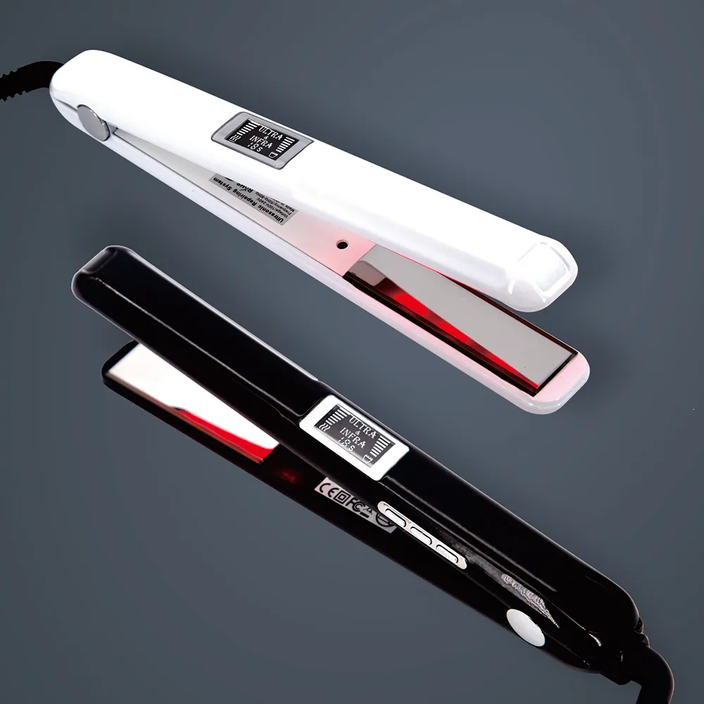 Hair Straighteners Hair Straightener Infrared and Ultrasonic Profession Cold Hair Care Iron Treatment for Frizzy Dry Recovers Damage Flat Irons 230317