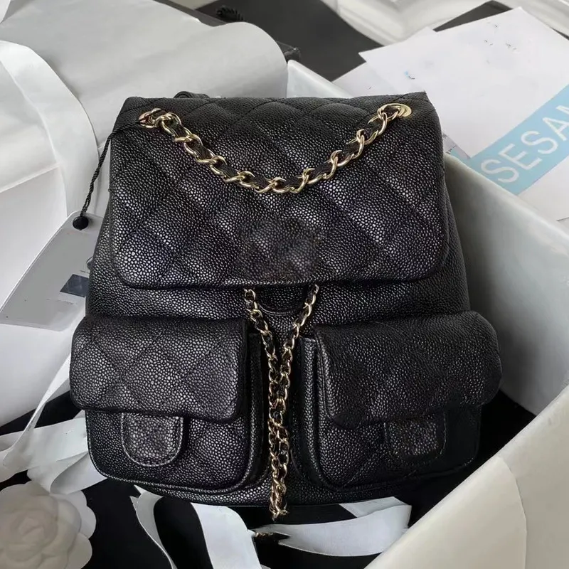 10A Retro Mirror Quality Designer 23p New Leather Women 'Bolsa de mochila doble Claic Fahion S38 Un hombro Mini Lingge Reproduction Spring Summer