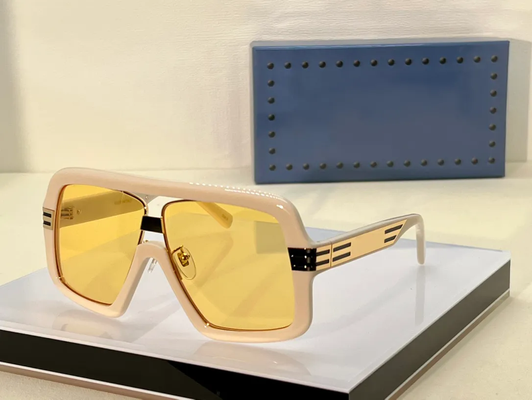 0900 Elfenbeingelbe klobige Sonnenbrille für Männer und Frauen, Sonnenbrille, Designer-Sonnenbrille, Occhiali da Sole-Brille, UV400-Brille mit Box