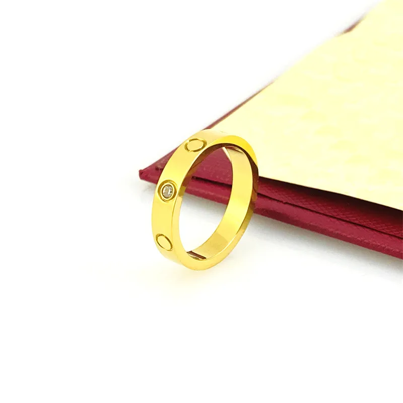Titanium Steel Silver Love Ring 4 mm 5 mm 6 mm 6 mm Joyas de oro rosa para amantes Rings Rings MM