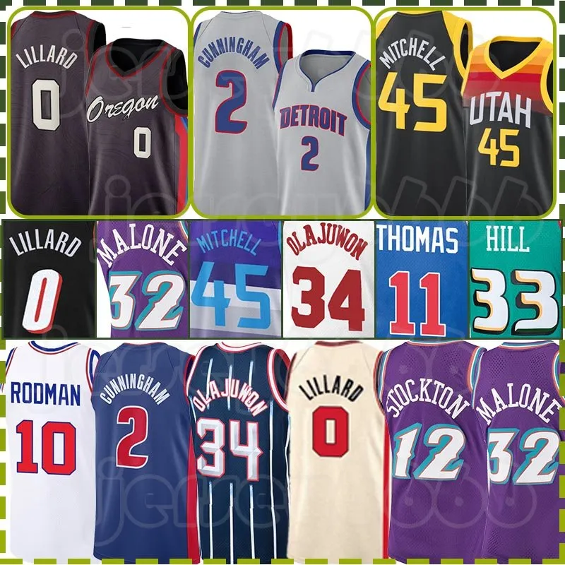 Donovan Mitchell Basketball Jerseys Collin Sexton Retro Olajuwon Mitchell Evan Mobley 4 34 2 45 Noir Karl Malone John Stockton Blanc 2023-2024 City 12 32 Shirt Hommes