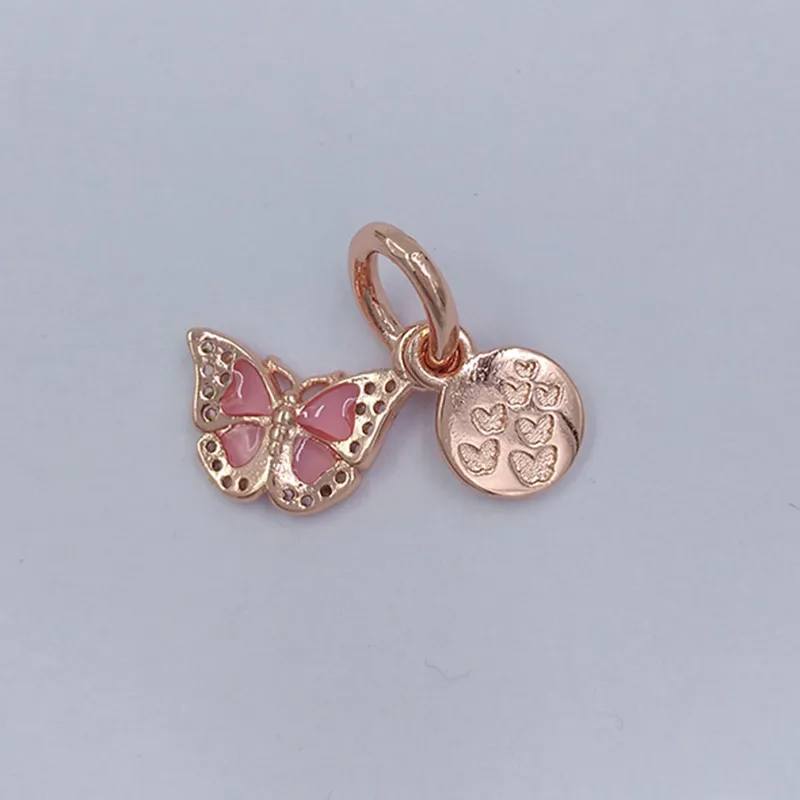 Pink Butterfly & Quote Double Dangle Charm 925 Sterling Silver