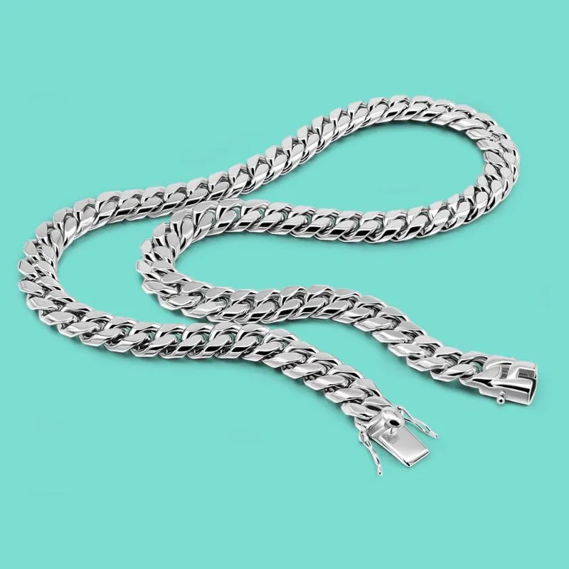 Kedjor klassiska mäns ursprungliga 925 sterling silver halsband miami 12mm kubansk kedja hiphop style tillbehör kropp smycken gåva