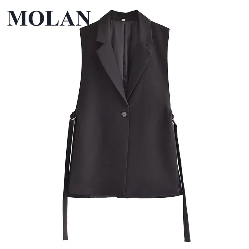 Women's Vests Woman Office Waistcoat Fashion With Belt Faux Suede Trench Coat Vintage Long Sleeve Side Pockets Female Outerwear Chic Top