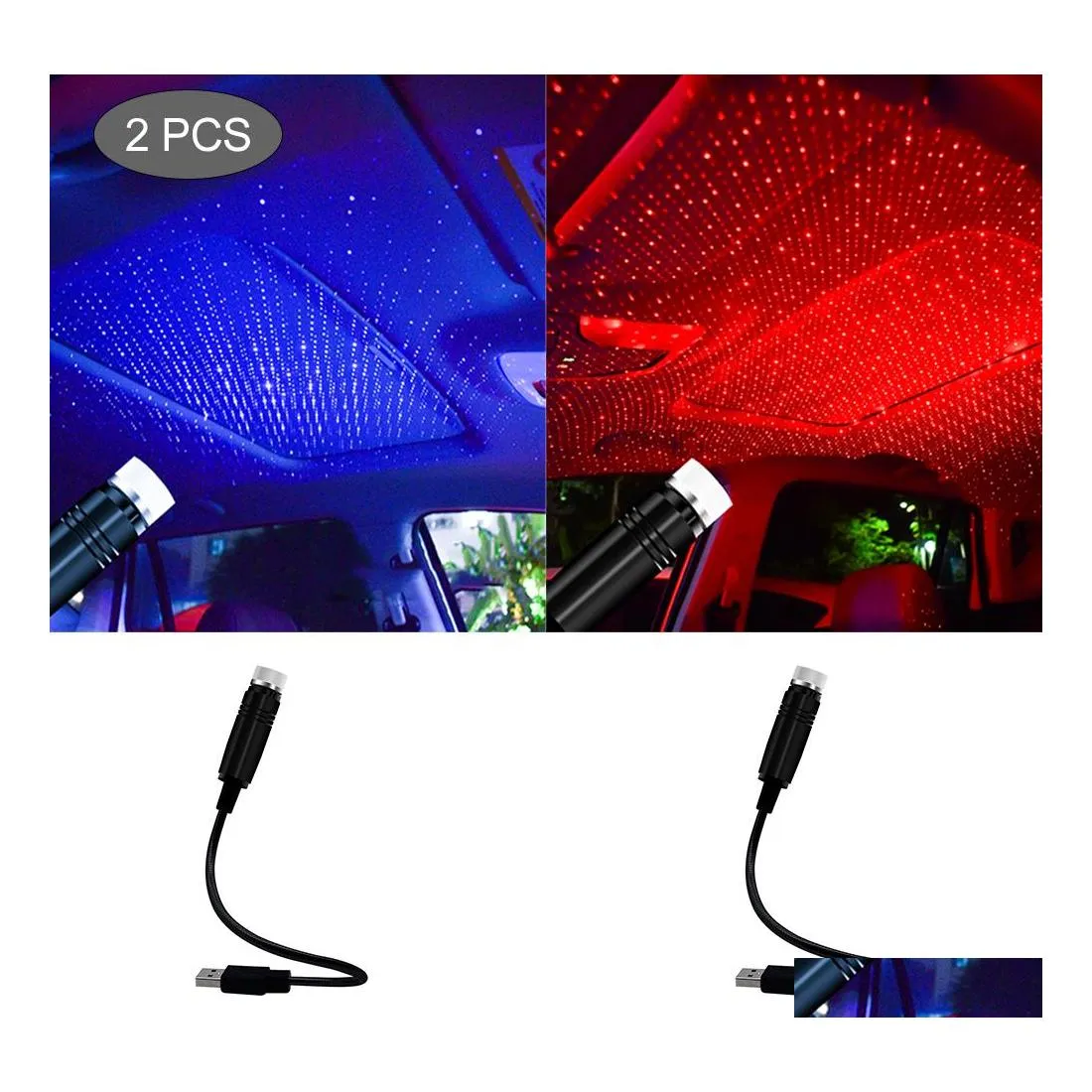 2016 Lumières décoratives Projection de toit de voiture Lumière USB Portable Star Night Réglable LED Galaxy Atmosphère Éclairage Intérieur Projecteur Lam Dhtb1