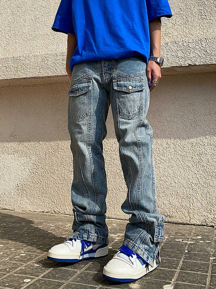 New Trendy Mens Denim Stradivarius Cargo Jeans With Spliced Slit And Full  Leng Detailing Streetwear Skateboard Fashion Designer Baggy Jeans Z0315  From Mauch, $30.5