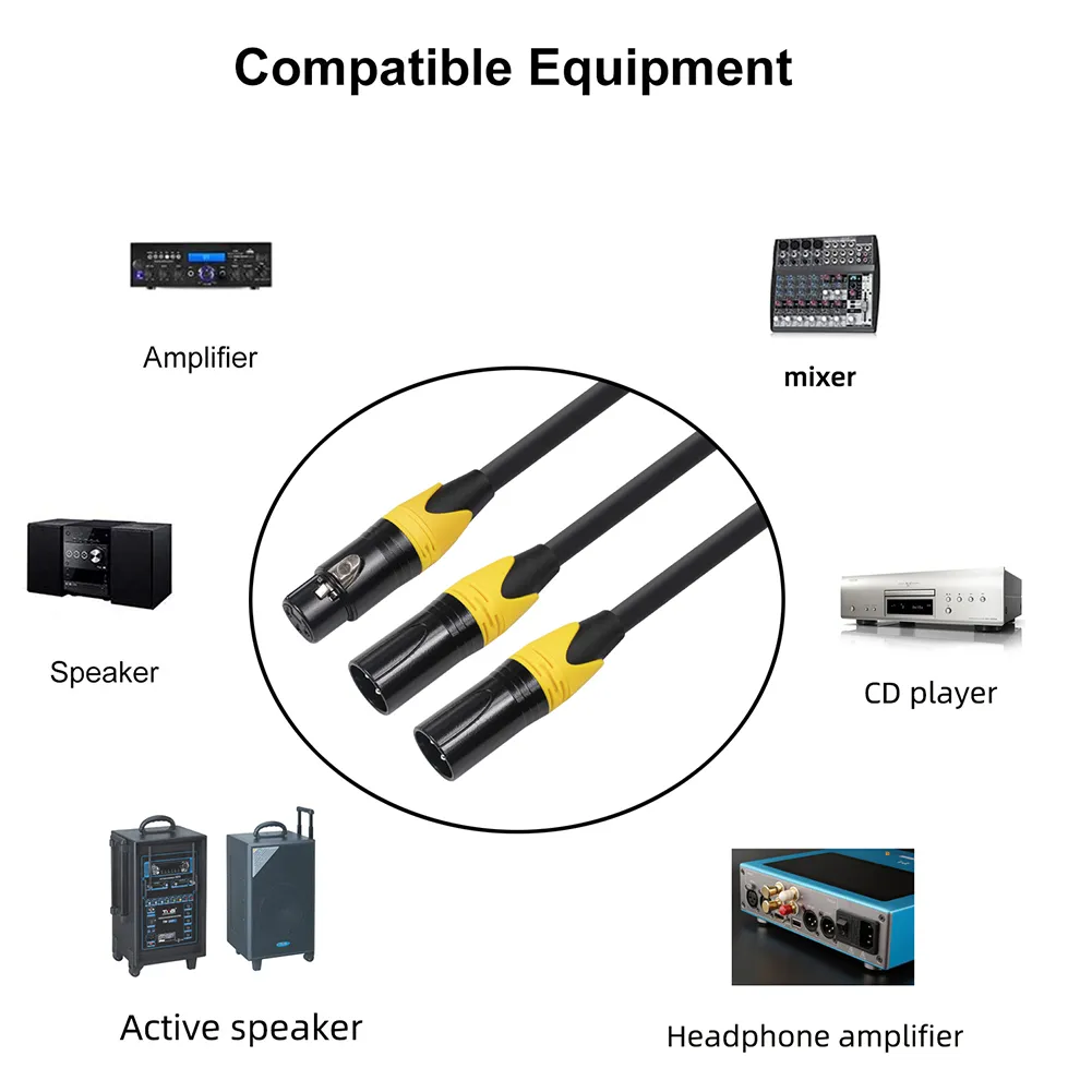 Xlr splitter 3 stift xlr kvinna till dubbla xlr manlig y splitter balanserad mic kabel 3ft 100 cm instrument Mikrofoner Kablar signal