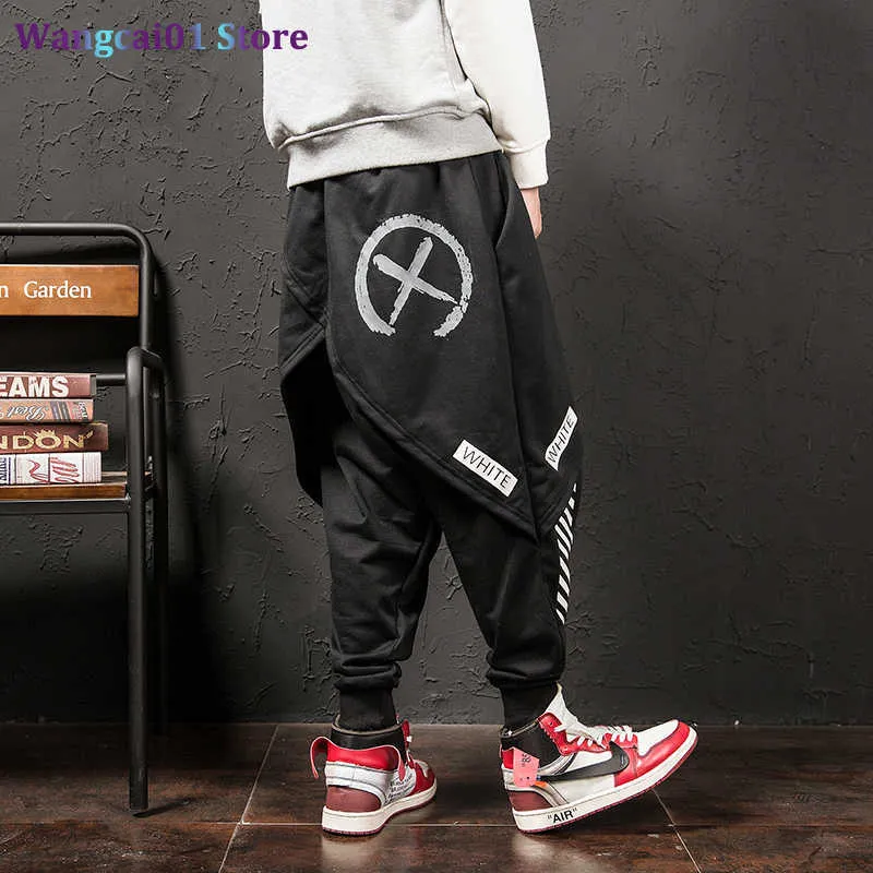 wangcai01 Pantalon homme YASUGUOJI hommes Hip Hop Punk jupe pantalon faux deux pièces Joggers Leggings hommes discothèque scène sarouel mâle Baggy Streetwear 0318H23