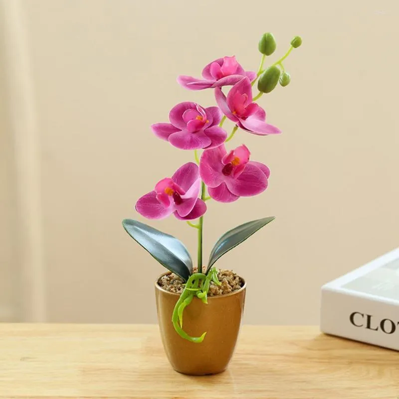 Decorative Flowers Artificial Flower Bonsai UV-resistant Easy Care Plastic No Fading Butterfly Orchid Potted For Home