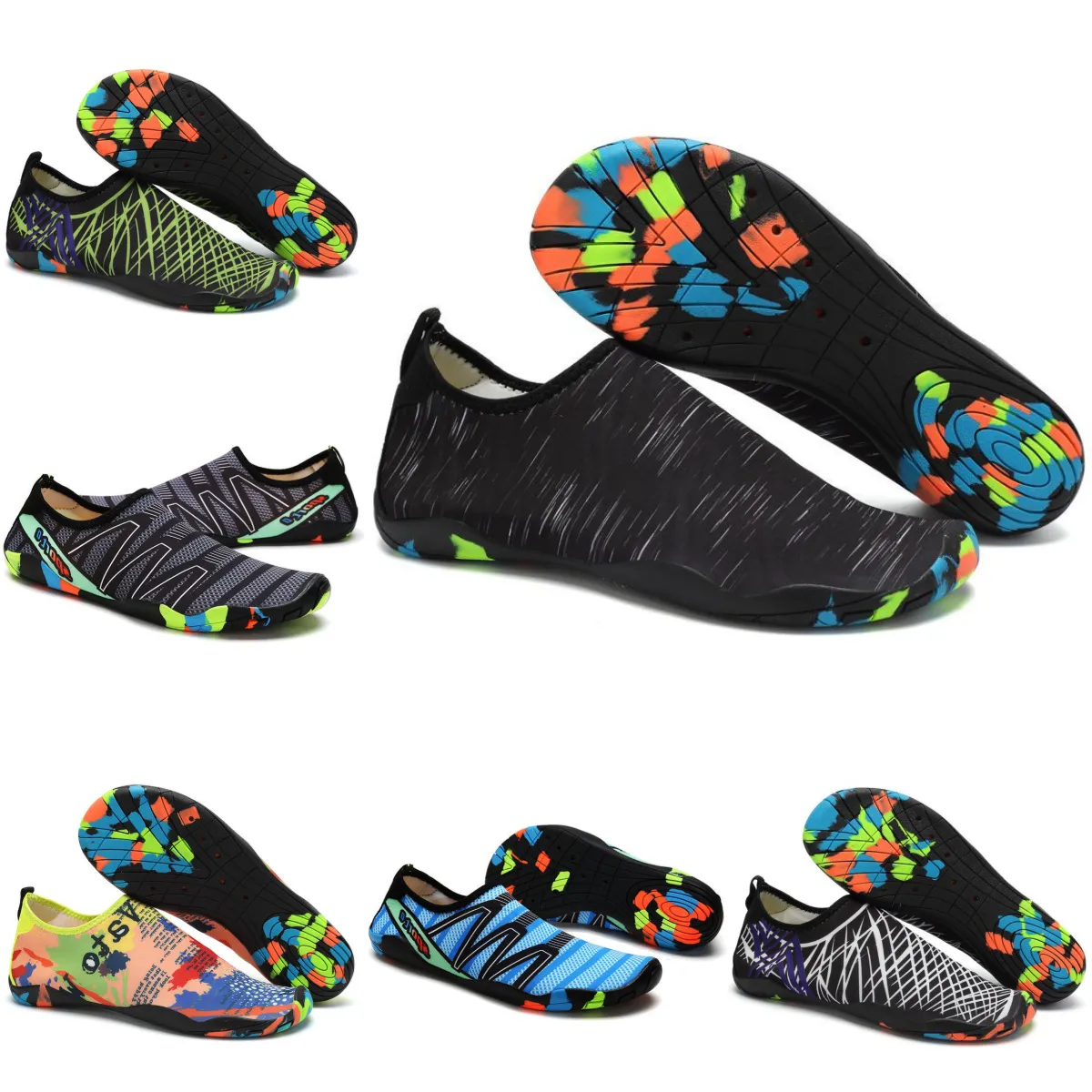 Water Shoes Women men shoes Beach Black Deep Black Swim Green Orange Dark Blue Diving Outdoor Barefoot Quick-Dry size eur 36-45