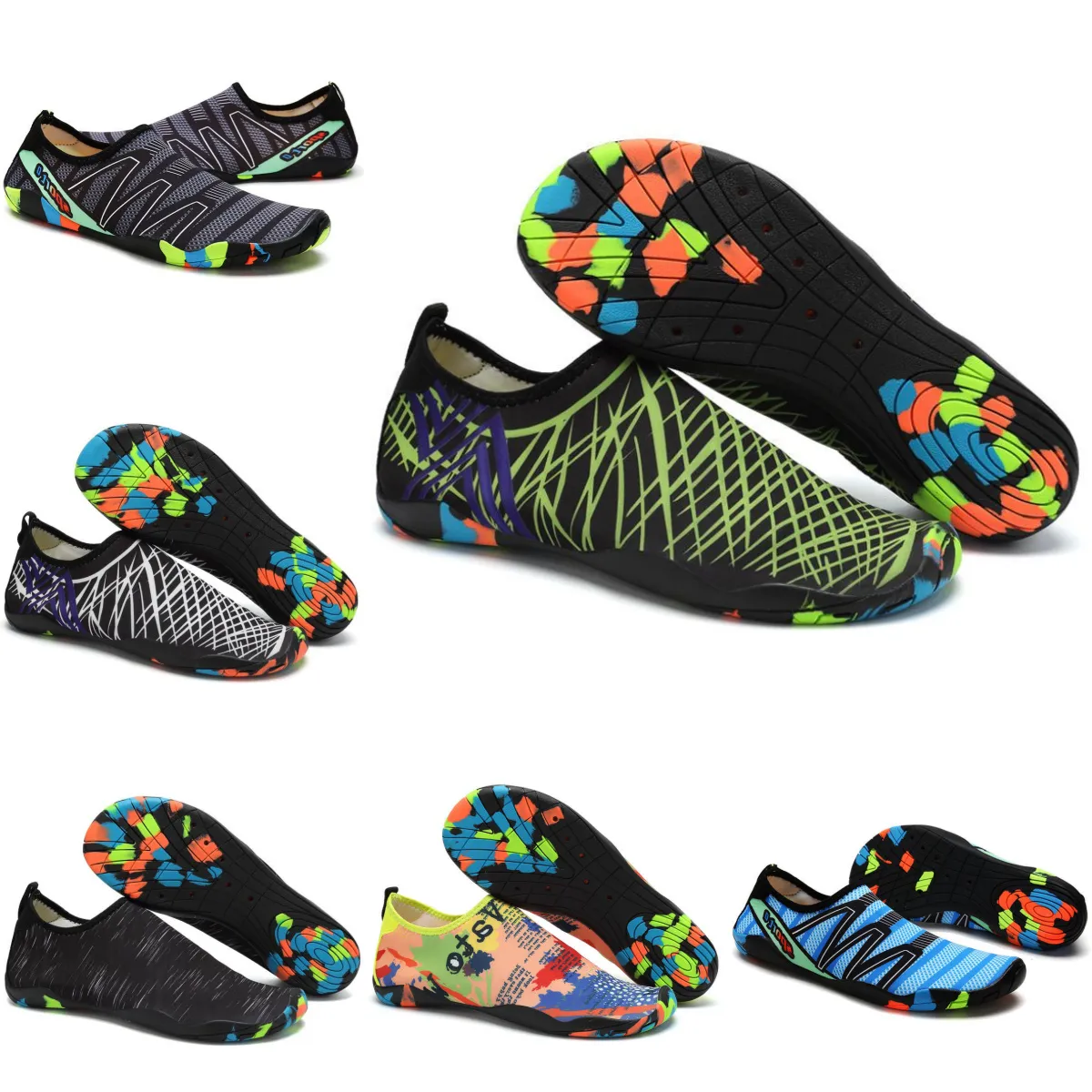 Scarpe da acqua Scarpe da donna da uomo Beach Yellow Deep Black Swim Green Orange Dark Blue Diving Outdoor Barefoot Quick-Dry taglia eur 36-45