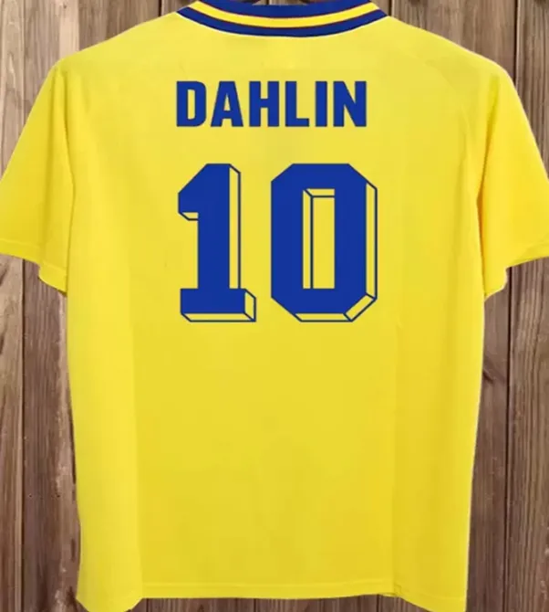 1994 Suède Retro Soccer Jerseys Accueil Dahlin Brolin Larsson Ingesson Chemises de l'équipe nationale Uniformes Kits vintage classiques Hommes Maillots de football Jersey