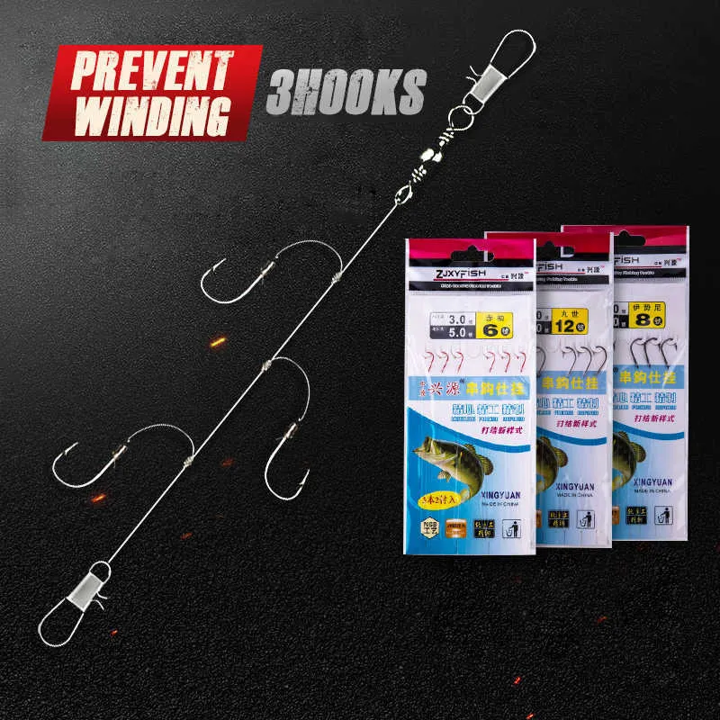 Ganci da pesca 3pcs pesci per le piattaforme in acciaio inossidabile per le esche di pesca esche a gancio singolo combinazione 3hooks piccoli ganci p230317