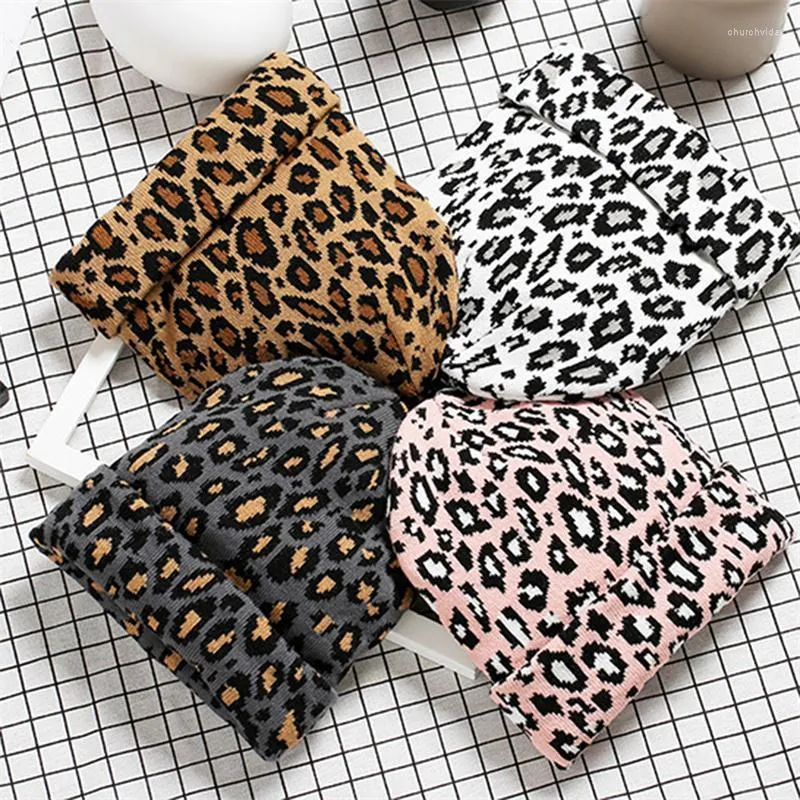 Bonsons de bonnet / crâne Caps Femmes Hiver Leopard Print Chapeau mode Modies Laine chaude tricotée animal Bamans épais 2023 Chur22