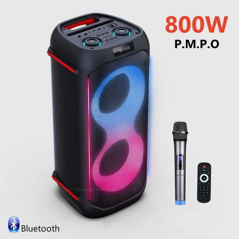 مكبرات صوت محمولة 800W ذروة عائلة عالية الحفل الكاريوكي الصوت الثقيل باس في الهواء الطلق مكبرات صوت بلوتوث اللاسلكية المحمولة مع ميكروف