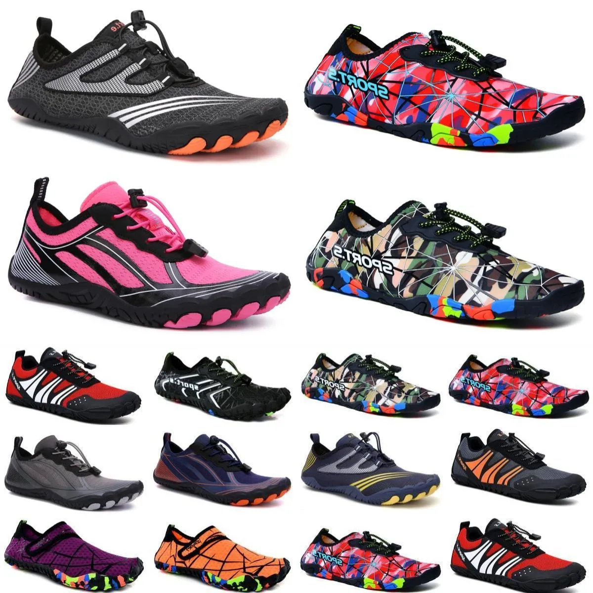 Water Shoes Women Men Shoes Sandals Beach Deep Blue Purple Pink Grey Outdoor Barefoot Quick-Dry size 36-45