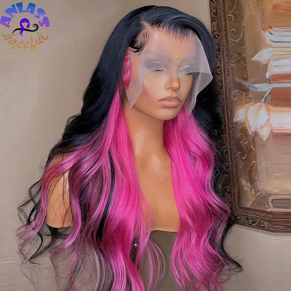 Pink synthetic clearance lace front wigs