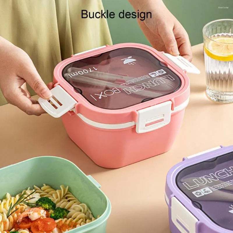 Din sets sets 1 set duurzame lunchbox draagbare saladecontainer met lepel vork opslag goede afdichting