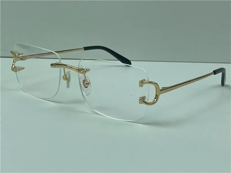 vente lentille claire sans cadre 18k cadres plaqué or ultra-léger carré sans monture lunettes optiques hommes affaires style lunettes top qualité 0104