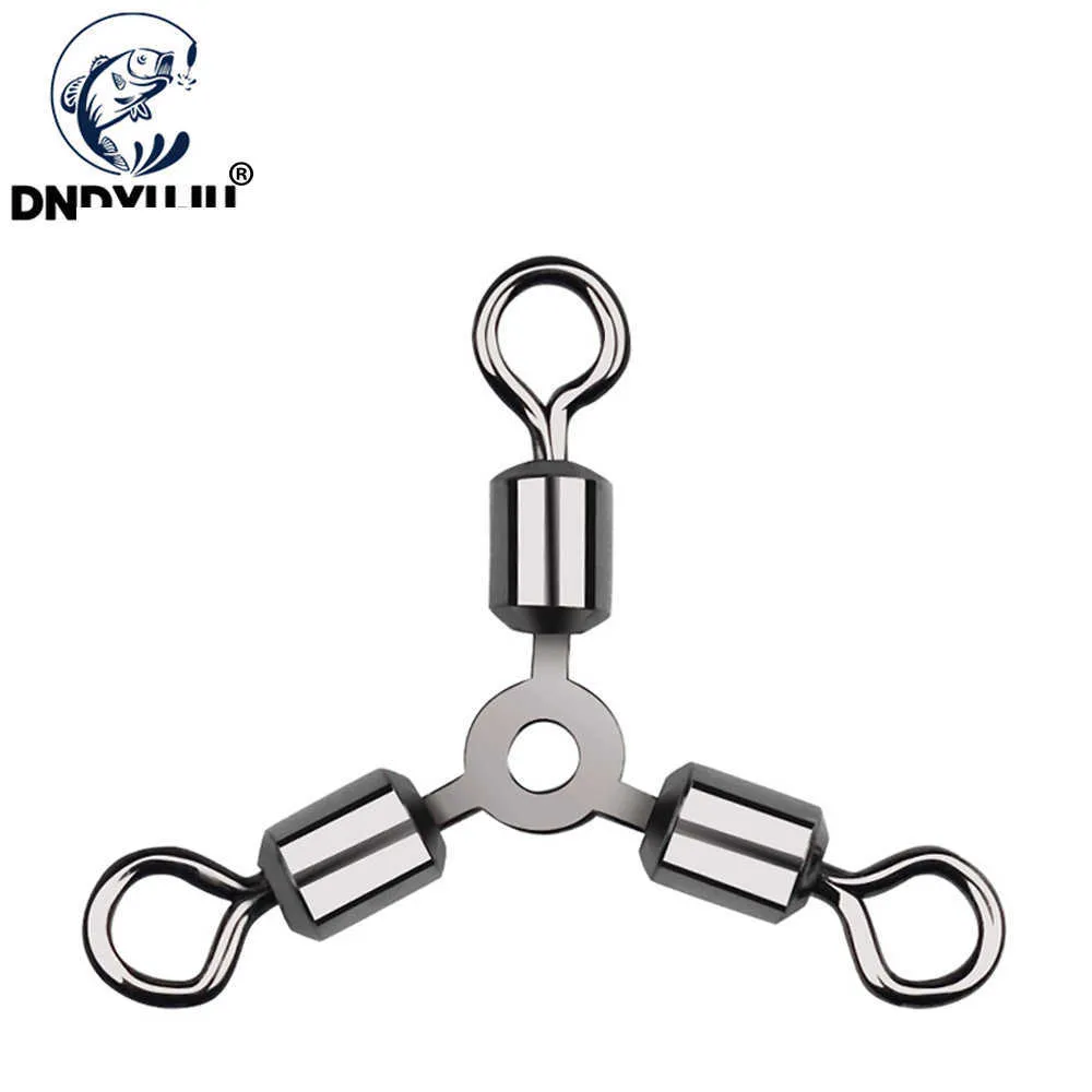 Hameçons de pêche DNDYUJU 30pcs 3 Way Fishing Swivel Rolling Triangle Joint Rolling Emerillons Hameçons Connecteur de pêche Haute Qualité Fish Tackl P230317