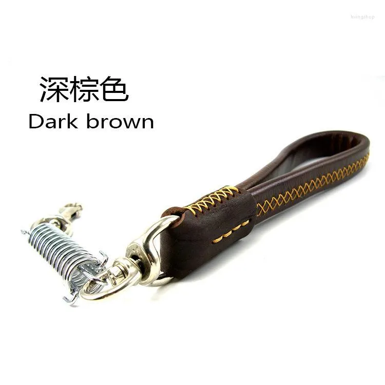 Dog Collars Short Leather Leash For Medium And Large Dogs Rotatable Hook Training Lead Pet Rope Of Traction Golden Retriever Labrador