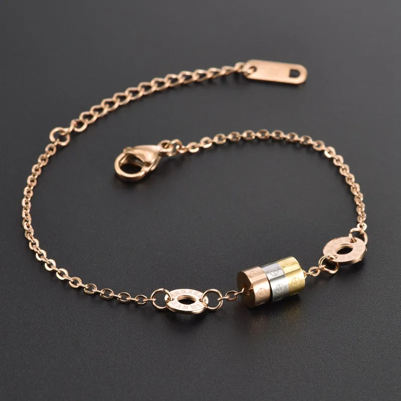 Bracelet à breloques en perles porte-bonheur, 3 couleurs, plaqué or Rose, bijoux en acier inoxydable, cadeau pour femmes