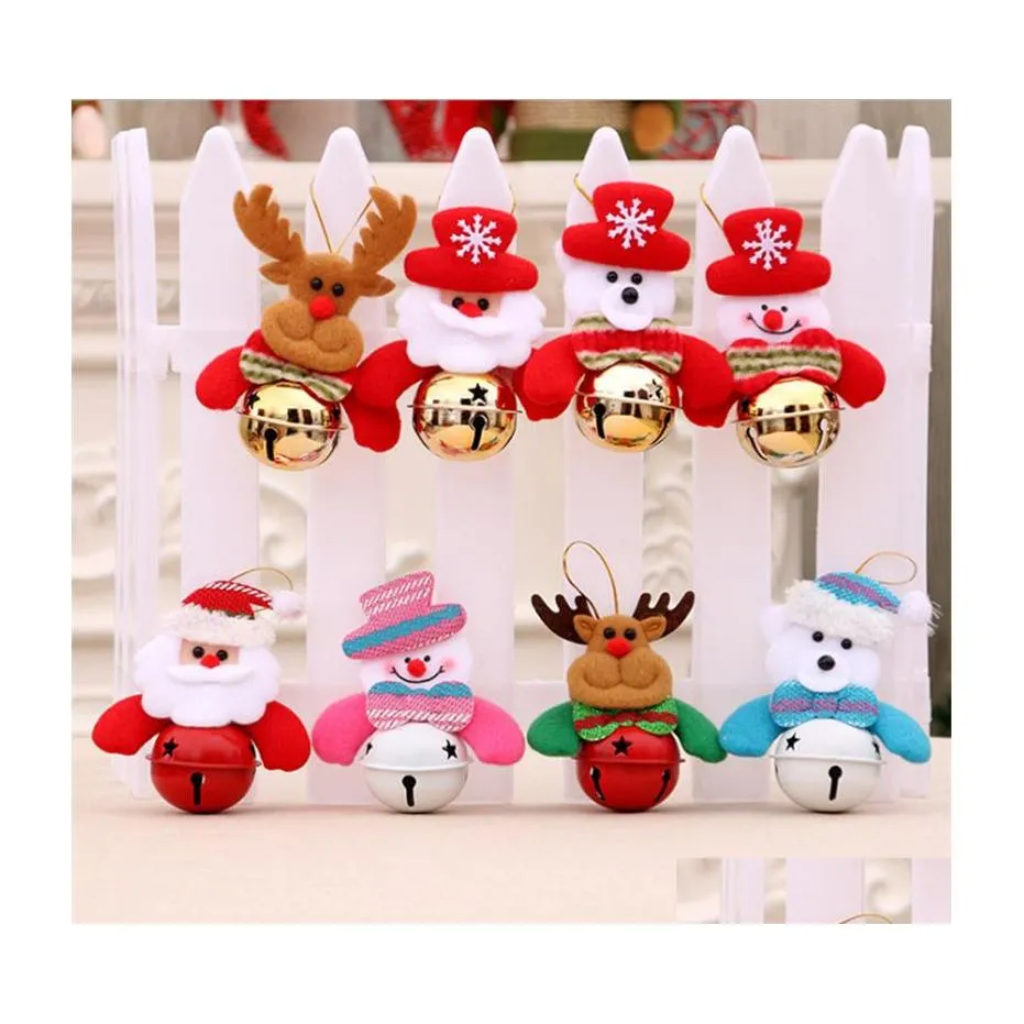 2016 Adornos navideños Adornos para árboles Santa / Muñeco de nieve / Reno / Oso Colgante con campanas Decoración Navidad Muñeca Decoración Jk2008Xb Drop Deliver Dhr7C