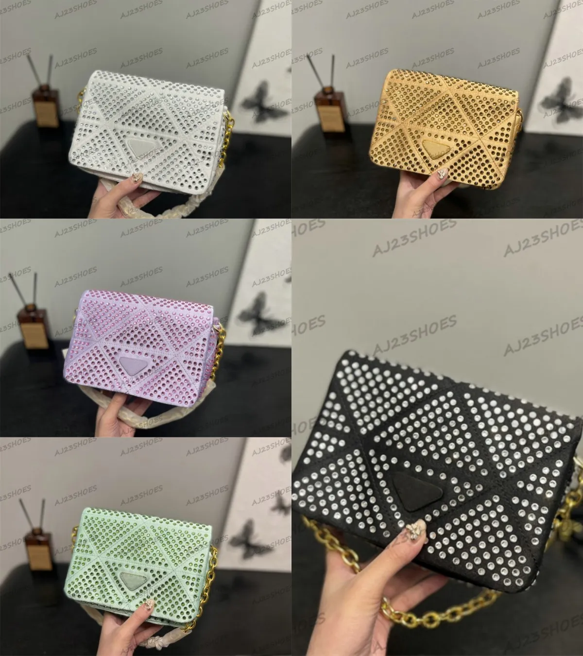 Dames mini hobo tas driehoek diamant imitatie kristal crossbody onderarm schoudertas designer ketting lange schouderband zakken luxe ontwerpers tassen