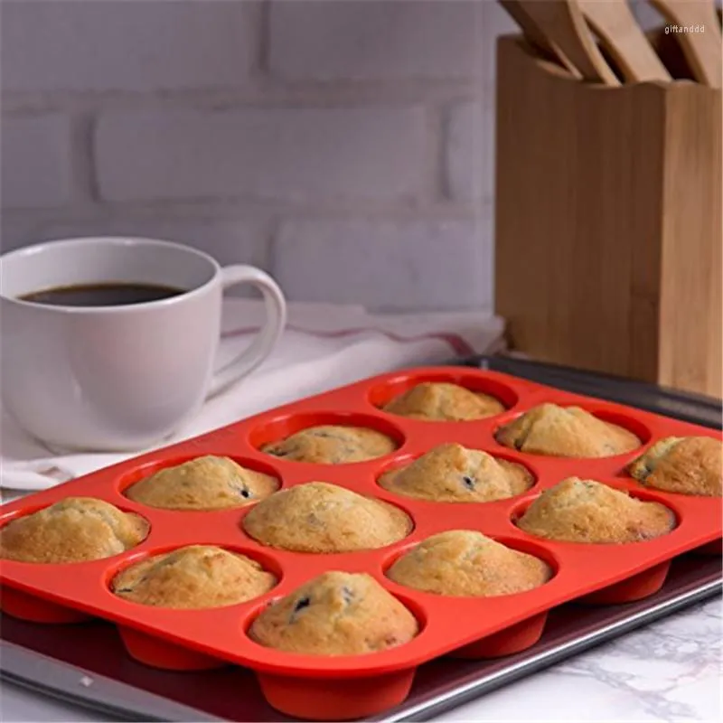 Stampi da forno Stampo per torta in silicone a 12 cavità Muffin Cup Bakeware Fondente Cupcake Biscotti Strumenti per stampi per cioccolato