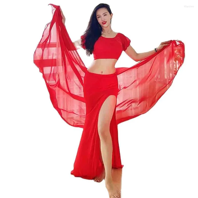 2023 Red Skirt Belly Dance Practice Clothes For Beginners And Master Fans Plus Size Oriental Split Suit Modal Stage Dance Wear From Bllancheer 29.24 DHgate.Com