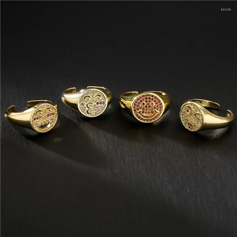 Кластерные кольца Wukalo модные смайлики кольцо для женщин Золотое цвет Cz Stone Face Свадебные украшения оптом