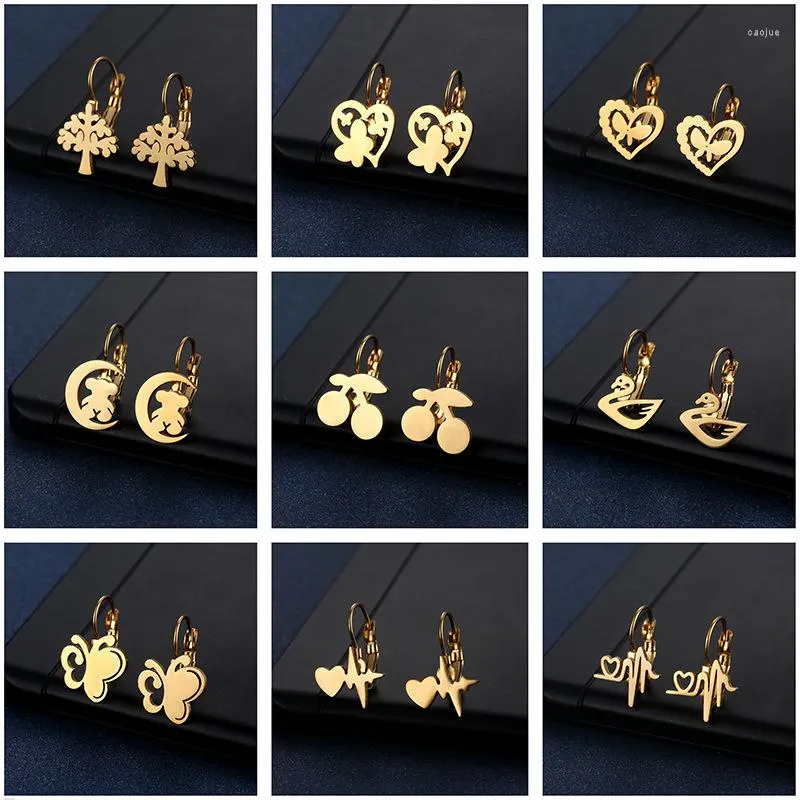 Brincos de garanhão Brincho de aço de titânio Cool Sweet Style Crown Star Heart Ear Studs para Girl fofo fivela