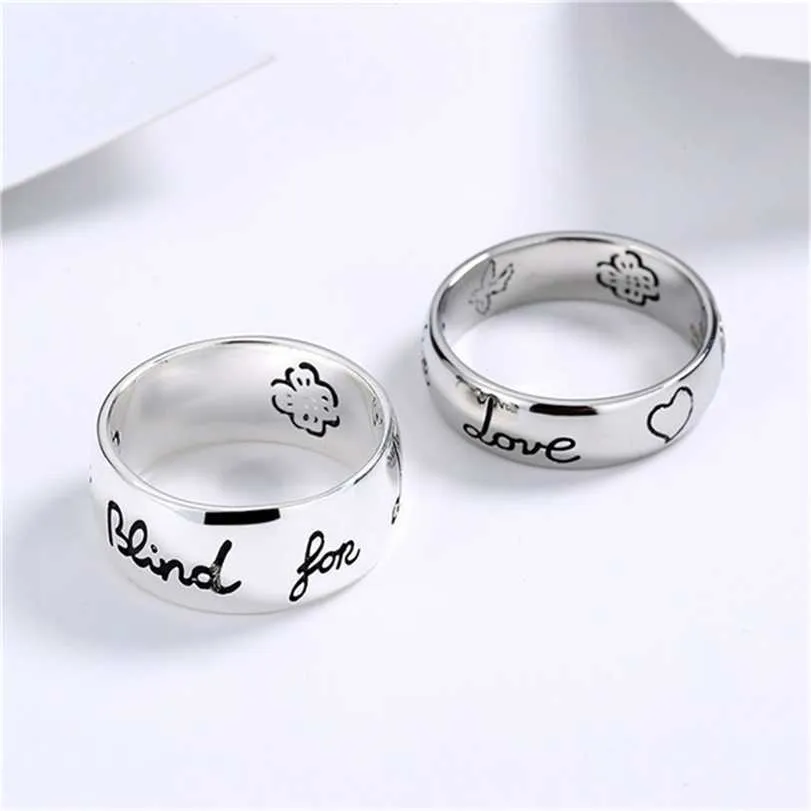 2023 Designer New Fashion Jewelry Gujia Dubbelpar älskar Fearless Thai Silver Heart Flower Letter Men's and Women's Ring