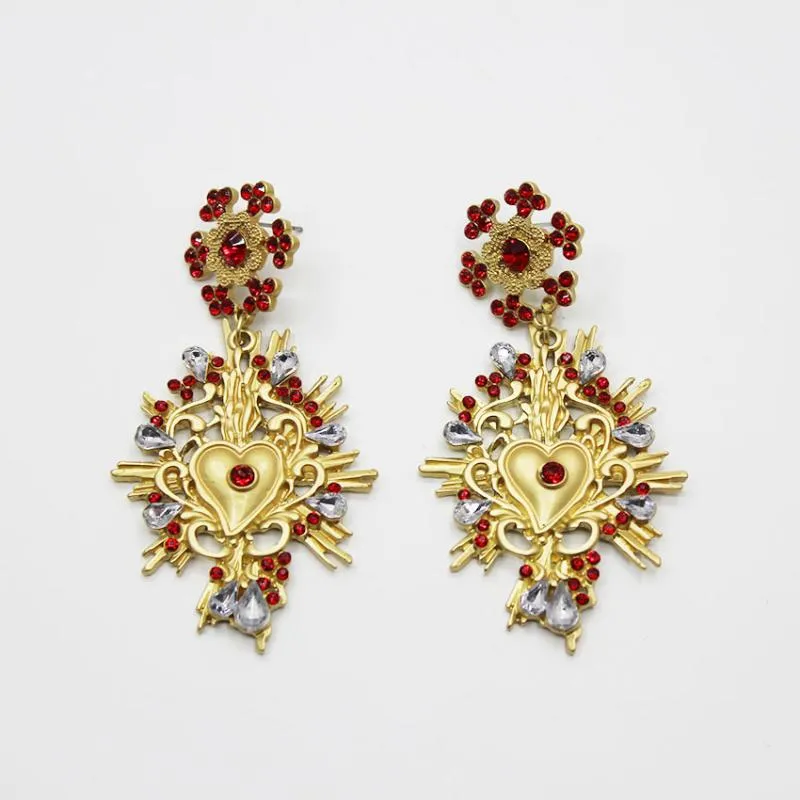 Studörhängen 2023 Europe Fashion Luxury Barock Red Vintage Statement Gem Crystal Women Earring Gifts 370