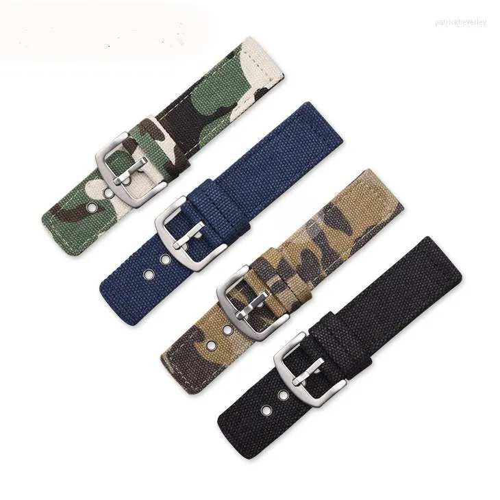 Watch Bands 4 Colors Military Camouflage Watchband Nylon Strap 18mm 20mm 22mm 24mm Striped Replacement Band Accessories