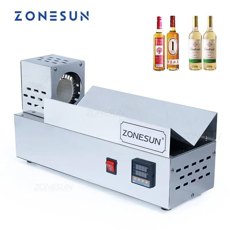 Zonesun Полу автоматическая герметичная машина PP PP POF пленка напитки для бутылки для вина тепловая машина сжимания