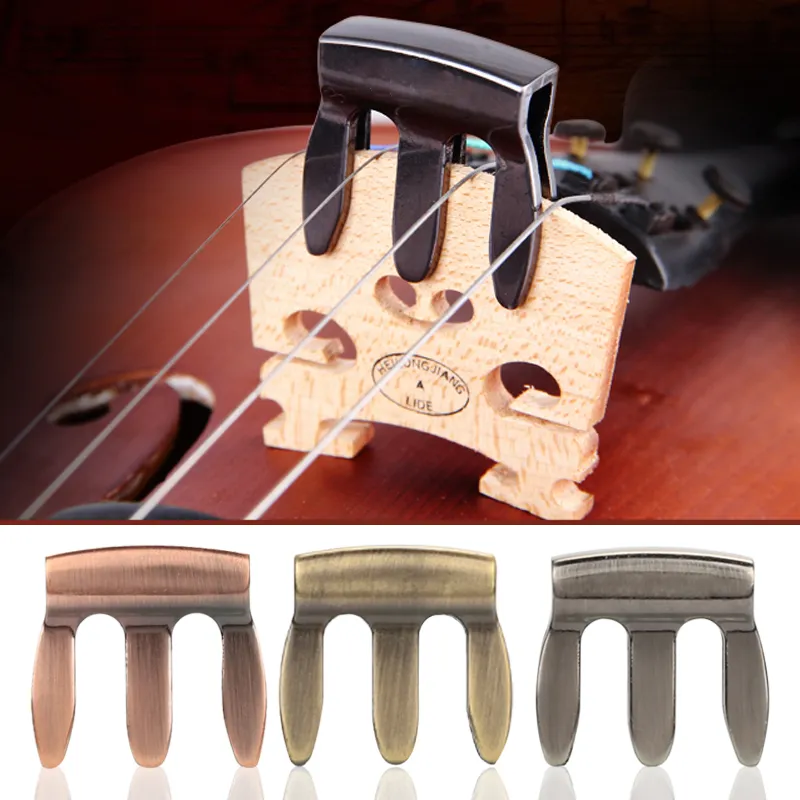 3 Färgviol Stum Effektiv fioltillbehör Musikinstrument Ljuddämpare Simple Zinc Eloy Gift Hållbara metall Mute Bekvämt ljudhål