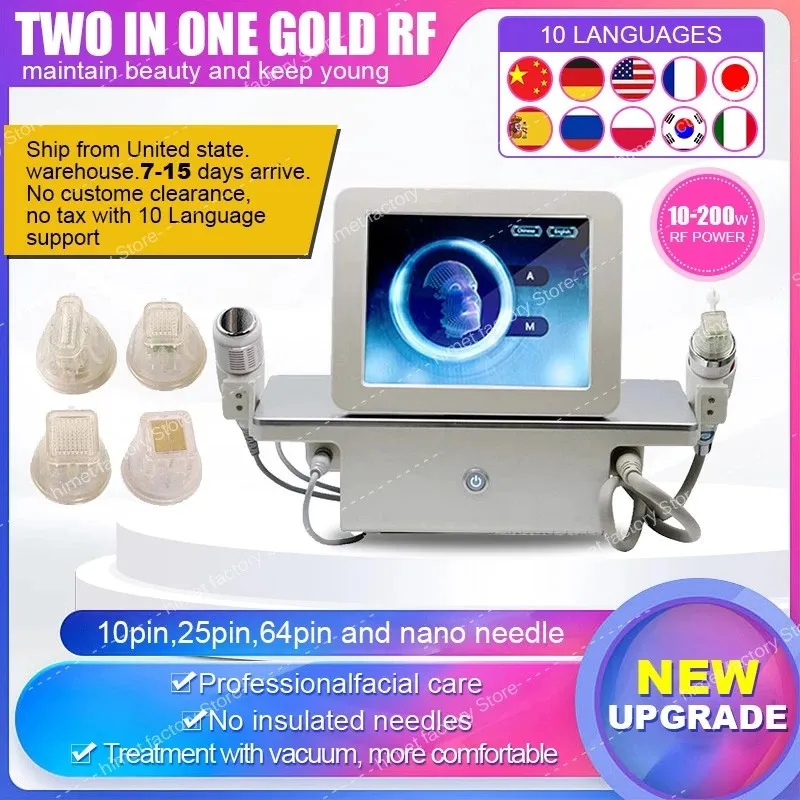 2 In 1 Physiotherapy Machine Microneedle Roller RF Micro Needling Machine Cold Hammer Firming Acne Scars Stretch Mark Removal
