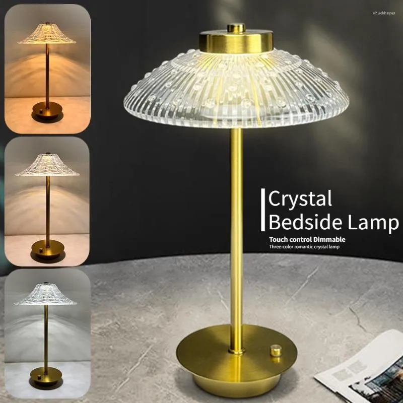 Lampes de table Diamant Cristal Lampe Acrylique Bureau Décor Ambiance LED Chevet Veilleuse Pour Chambre Salon Restaurant