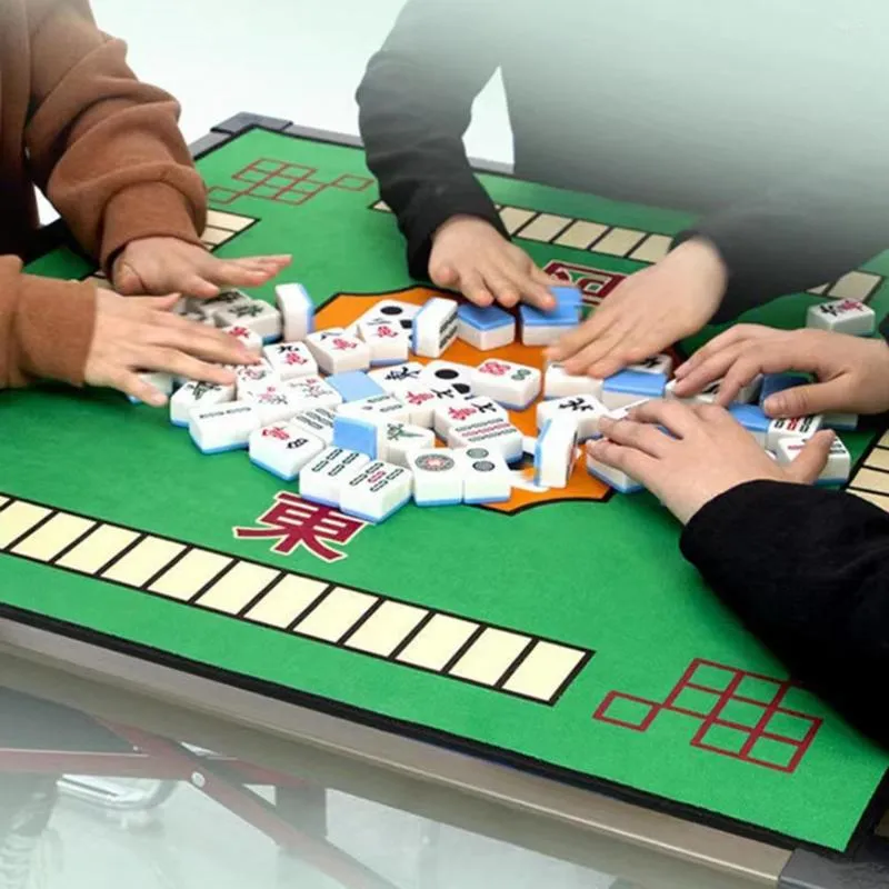 Tischdecke, Mahjong-Matte, verdickt, stumm, 3D-Effekt, starke Wasseraufnahme, exquisite Stickerei, quadratisch, Poker-Pad, für den Heimgebrauch