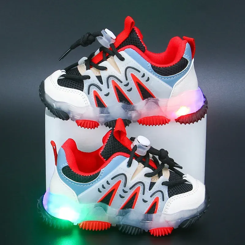 Pierwsze spacerowiczów jesień buty LED dla dzieci 16 lat chłopcy świecące oświetlenie butów sportowych niemowlęta piechurki Baby Girls Luminous Sneakers