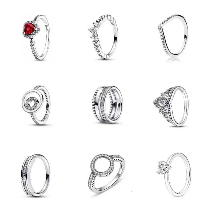 925 Sterling Silver Valentines Gift Hart Mom Witte ringen voor vrouwen Originele bruiloft Crystal Ring Luxe sieraden Accessoires Fashion sieraden