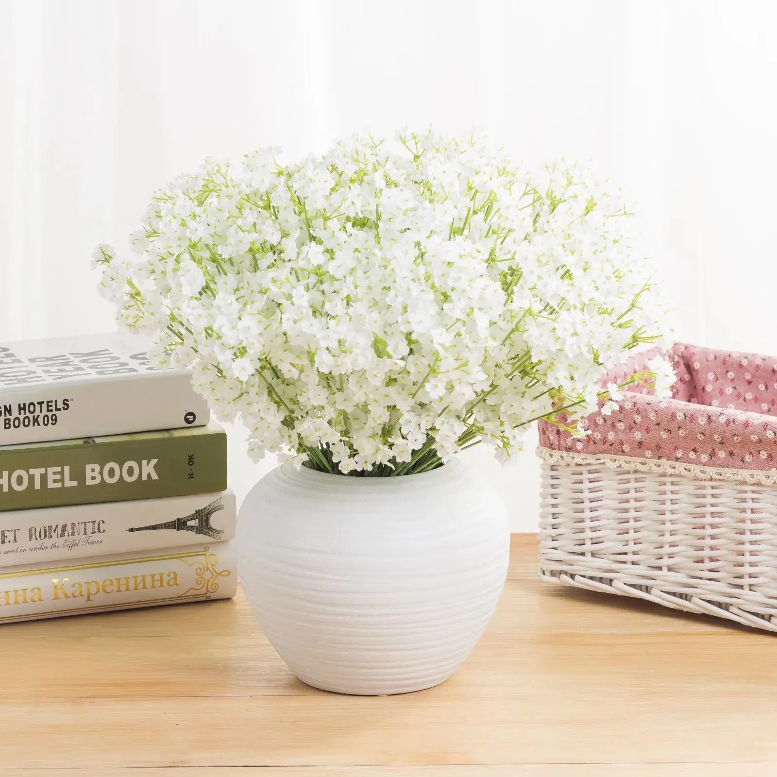 Fleurs artificielles Gypsophila blanches pour bébé, fausses fleurs en plastique pour décoration de maison, bricolage de fête de mariage